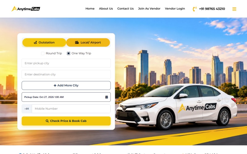 Anytime Cabs Homepage Showcase